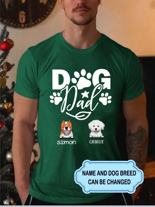 Men's Dog Dad Personalized Custom T-shirt Gift For Dog Lover