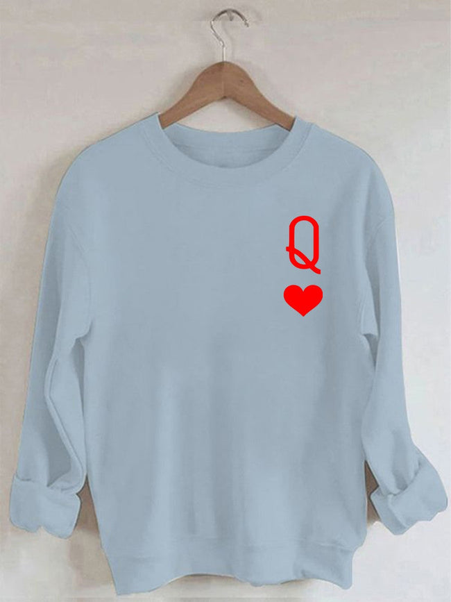 Palbrave Women‘s Queen Of Hearts Printed Long Sleeve Sweatshirt