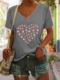 Women's Dog Lover Heart Printed T-shirt