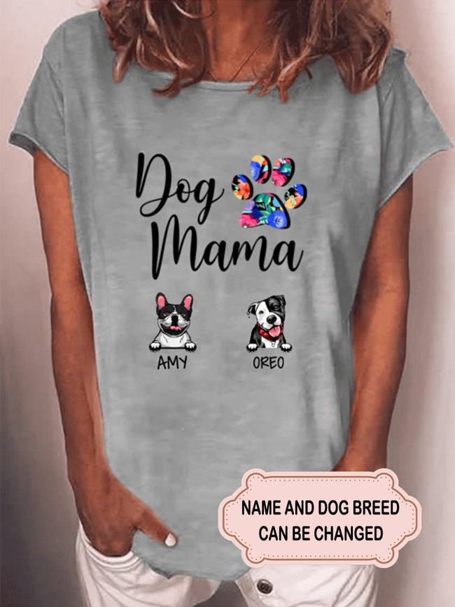 Women's Dog Mama Colorful Personalized Custom T-shirt