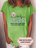 Women's Love Starts with A Wet Nose And Ends with A Tail Custom T-shirt