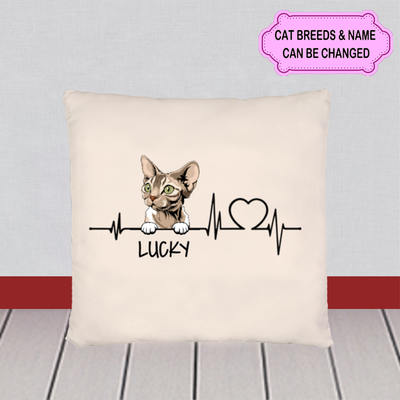 Heartbeat Cat For Cat Lovers Personalized Custom Pillow
