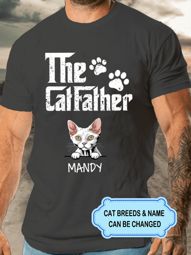 Men's The Cat Father Gift For Dad Personalized Custom T-shirt