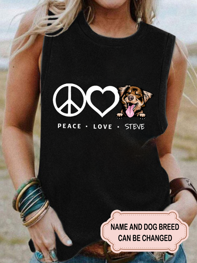 Women's Peace Love Dog Personalized Custom Tank Top