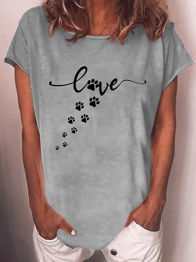 Women's Dog Love Paw Print T-shirt