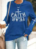 Women's FAITH OVER FEAR Print Casual Sweatshirt