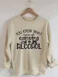 Women's You Know What Rhymes With Camping Alcohol Print Sweatshirt