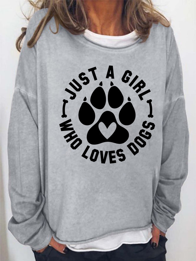 Women‘s Just A Girl Who Loves Dogs Long Sleeve Sweatshirt