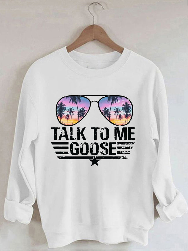 Women's Talk to Me Goose Print Sweatshirt