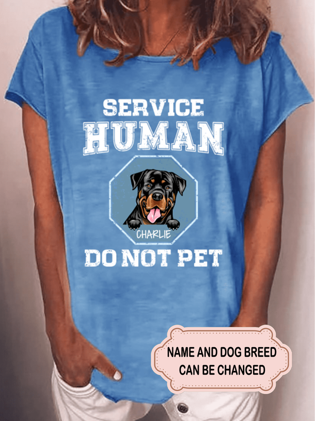 Women's Service Human Do Not Pet Personalized Custom T-shirt