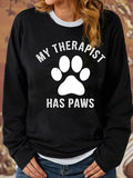 Women's My Therapist Has Paws Print Long Sleeve Shirt