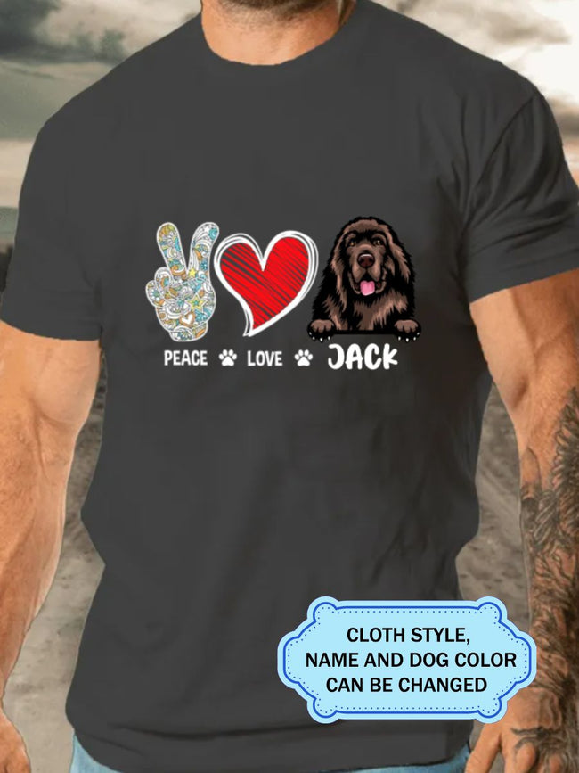 PEACE LOVE DOG For Newfoundland Lovers Personalized Custom T-shirt