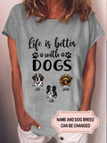 Women's Life Is Better With Dogs Personalized Custom T-shirt
