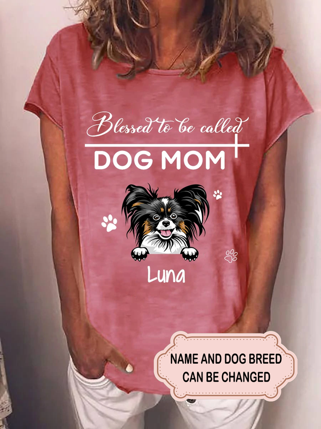 Women's Blessed Dog Mom Personalized Custom T-shirt