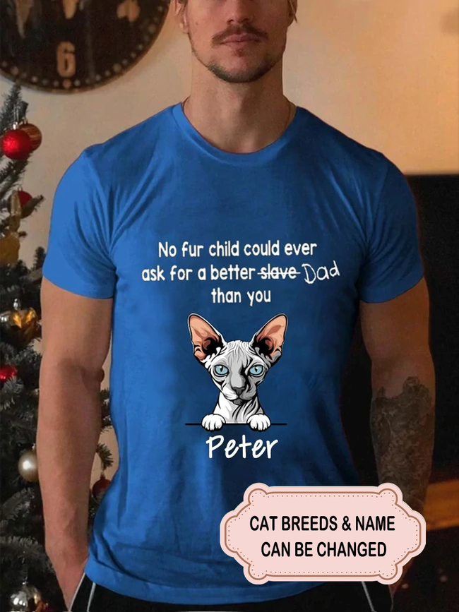 Men's A Better Dad Cat Personalized Custom T-shirt