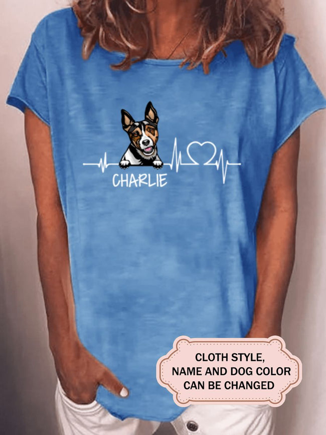Heartbeat Dog For Rat Terrier Lovers Personalized Custom T-shirt