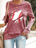 Women's Ripped Baseball Heart Sweatshirt