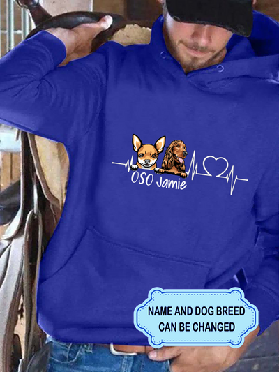 Men's HEARTBEAT DOG Personalized Custom Hoodie