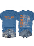 Women's Mom Is Strong Beautiful Fearless Inspiring Loving Devoted Selfless Print Tees Tops