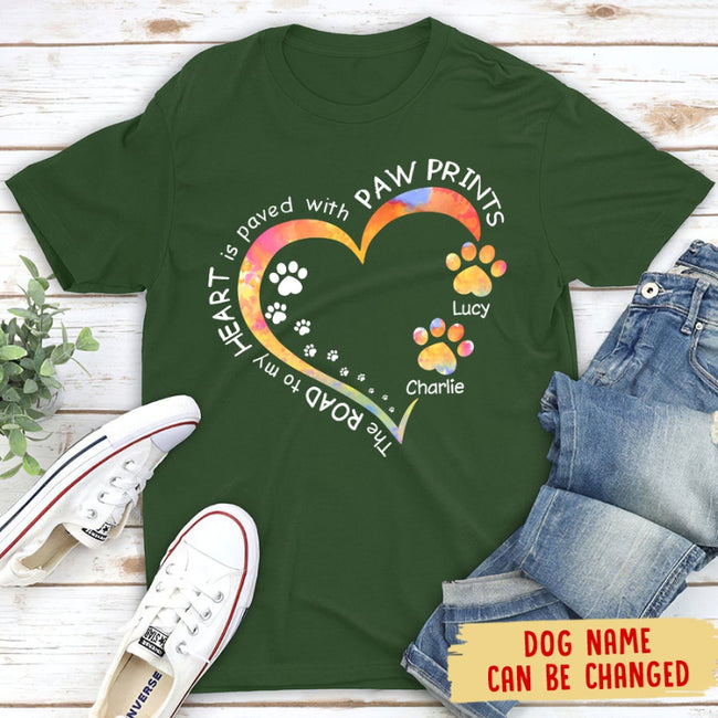 Unisex My Heart With Paw Prints Personalized Custom T-shirt