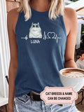 Women's Heartbeat Cat For Cat Lovers Personalized Custom T-shirt