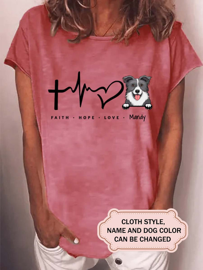 Faith Hope Love For Border Collie Lovers Personalized Custom T-shirt
