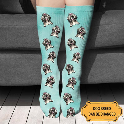 Gradient Color Sock Gift For Dog Lovers Personalized Custom Sock