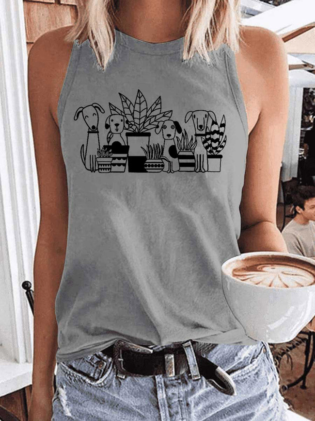 Women's Dogs And Plants Tank Top