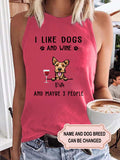 Women's I Like Dogs And Wine And Maybe 3 People Personalized Custom T-shirt