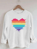 Palbrave Women‘s Rainbow Heart Gifts Printed Long Sleeve Sweatshirt
