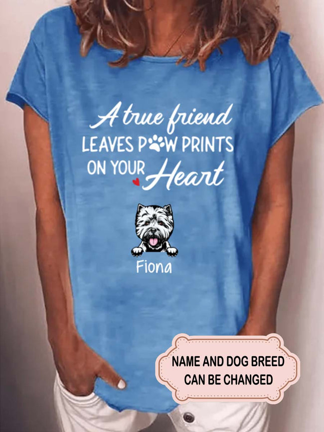 Women's True Friend Leaves Paw Prints On Your Heart Personalized Custom Tank Top