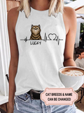 Women's Heartbeat Cat For Cat Lovers Personalized Custom Hoodie Top