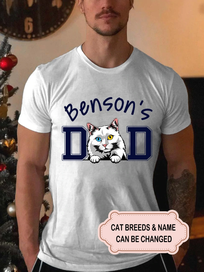 Men's Cat Dad Personalized Custom T-shirt