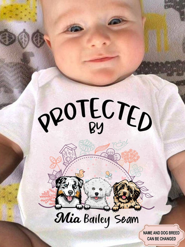 Protected By Dog Personalized Custom Baby Onesies