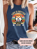 Unisex Life Is Better With Dogs Retro Personalized Custom T-shirt