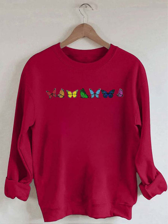 Palbrave Women‘s Minimalist Butterfly Printed Long Sleeve Sweatshirt