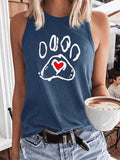 Women's Dog Paw Heart Print Tank Top
