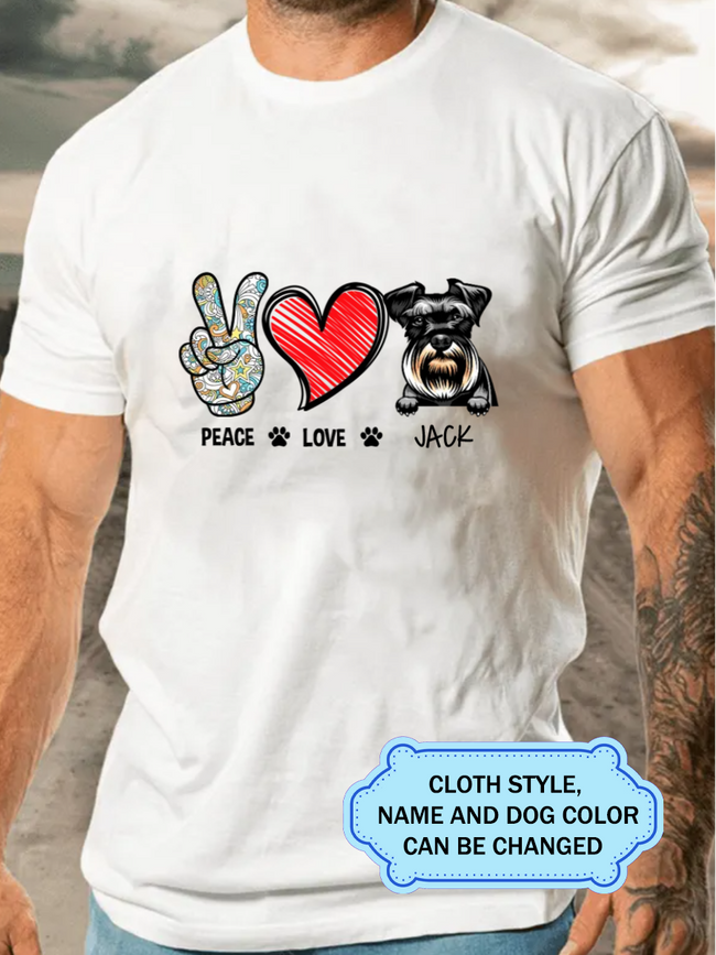 PEACE LOVE DOG For Schnauzer Lovers Personalized Custom T-shirt