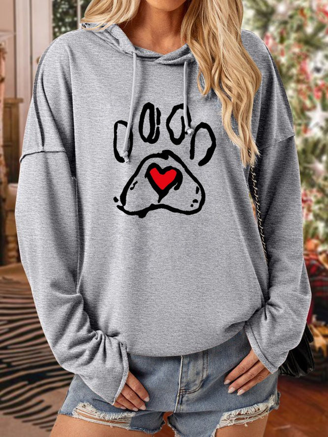 Women's Love Your Baby Love Dog Paw Print Long Sleeve Sweatshirt