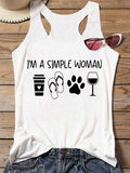 I'm A Simple Woman Dog Paw Tank Top