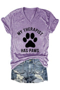 Women's My Therapist Has Paws V-Neck T-Shirt