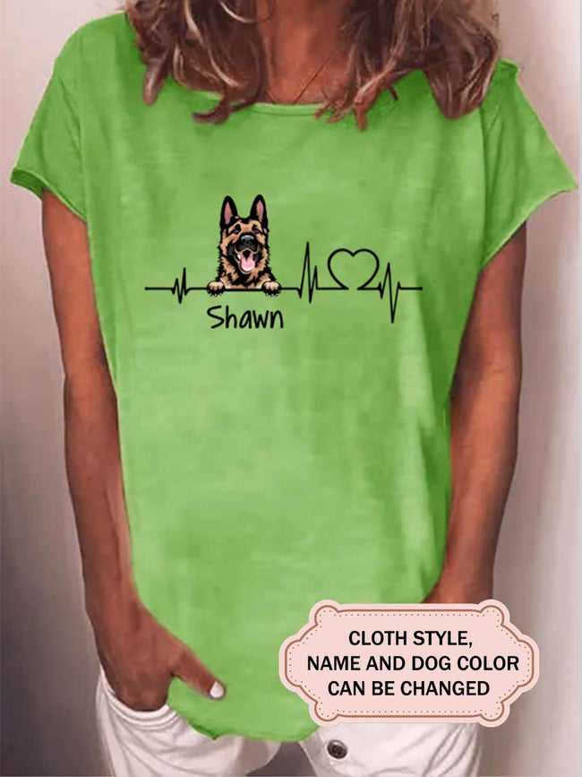 Heartbeat Dog For Schipperke Lovers Personalized Custom T-shirt