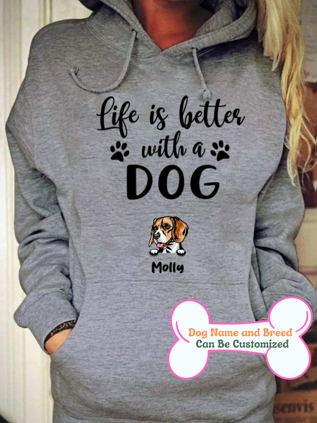 Women's Life Is Better With Dogs Personalized Custom Hoodie For Dog Lover