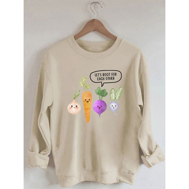 Women's Let's Root for Each Other Printed Cotton Female Cute Long Sleeves Sweatshirt
