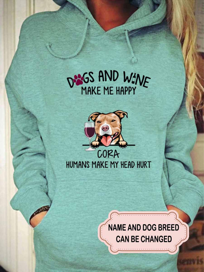 Women's Dogs And Wine Make Me Happy Personalized Custom T-shirt