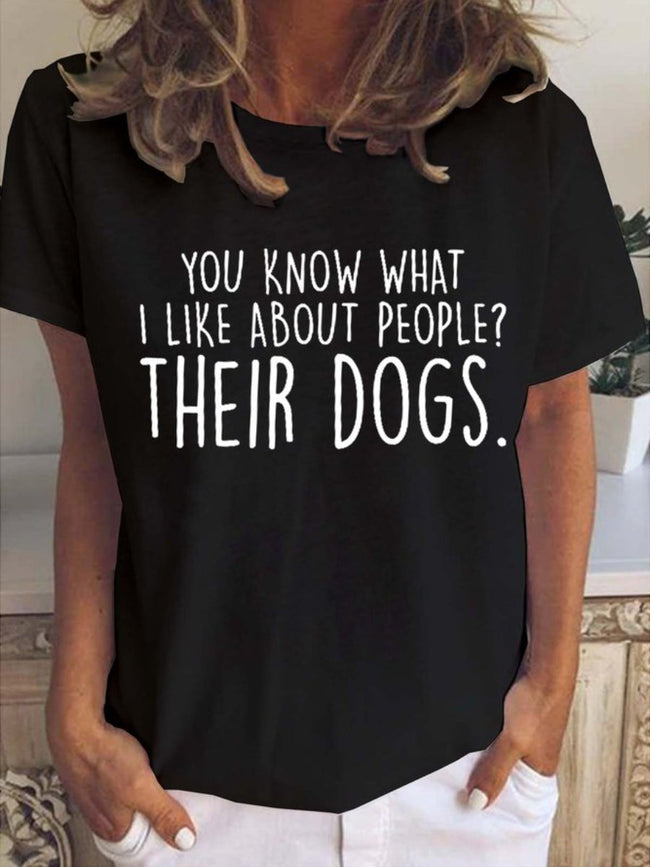 Women's Funny Dog Casual Cotton Blends T-shirt