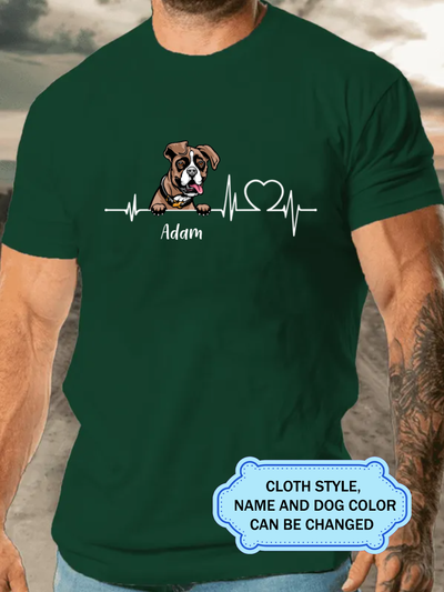 Heartbeat Dog For Boxer Lovers Personalized Custom T-shirt