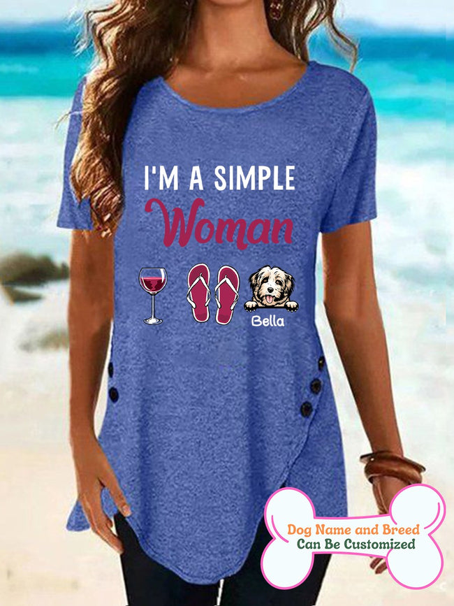 Women's I'm A Simple Woman Personalized Custom T-shirt For Dog Lover