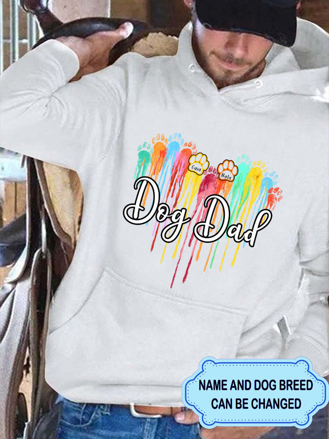 Men's Colorful Dog Paws Heart Personalized Custom Hoodie For Dog Lover