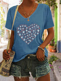 Women's Dog Lover Heart Printed T-shirt